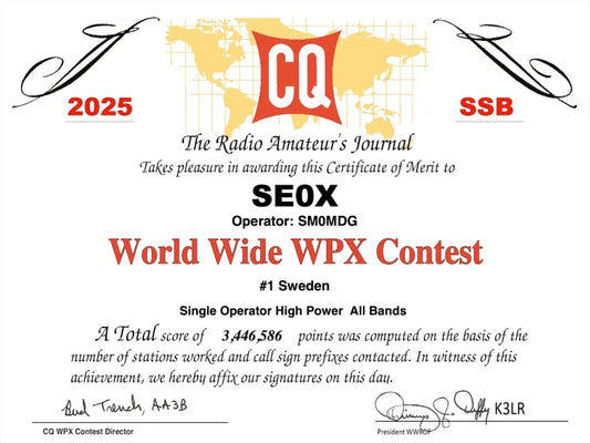 🏆 SE0X Wins #1 in Sweden with RF-Guru EFHW16080 in CQ WPX SSB 2025!