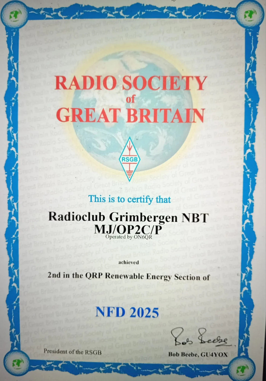 Fred ON6QR Secures 2nd Place in RSGB CW Field Day with our Open Wire Doublet