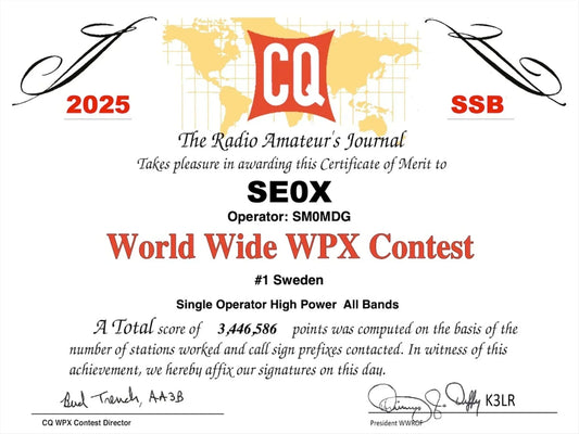 🏆 SE0X Wins #1 in Sweden with RF-Guru EFHW16080 in CQ WPX SSB 2025!