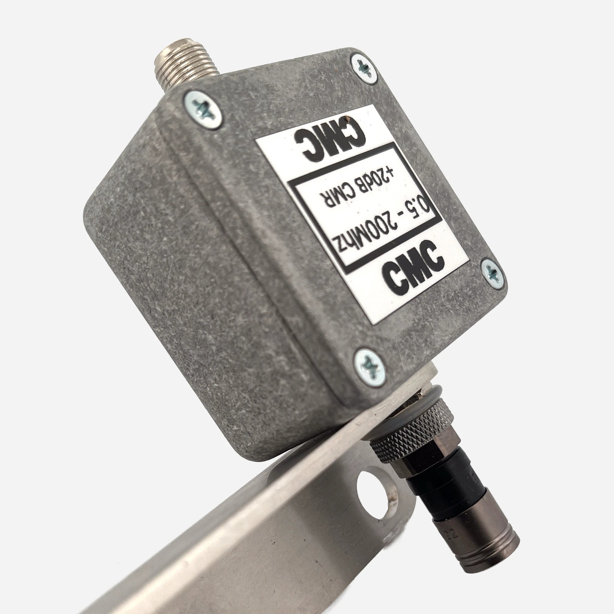 RX 75Ω Line Isolator with RVS Ground Peg closeup view