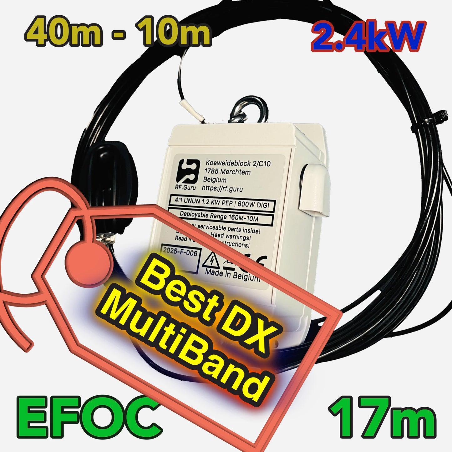 EFOC17 Transformer 4:1 UNUN Enclosure + Antenna wire